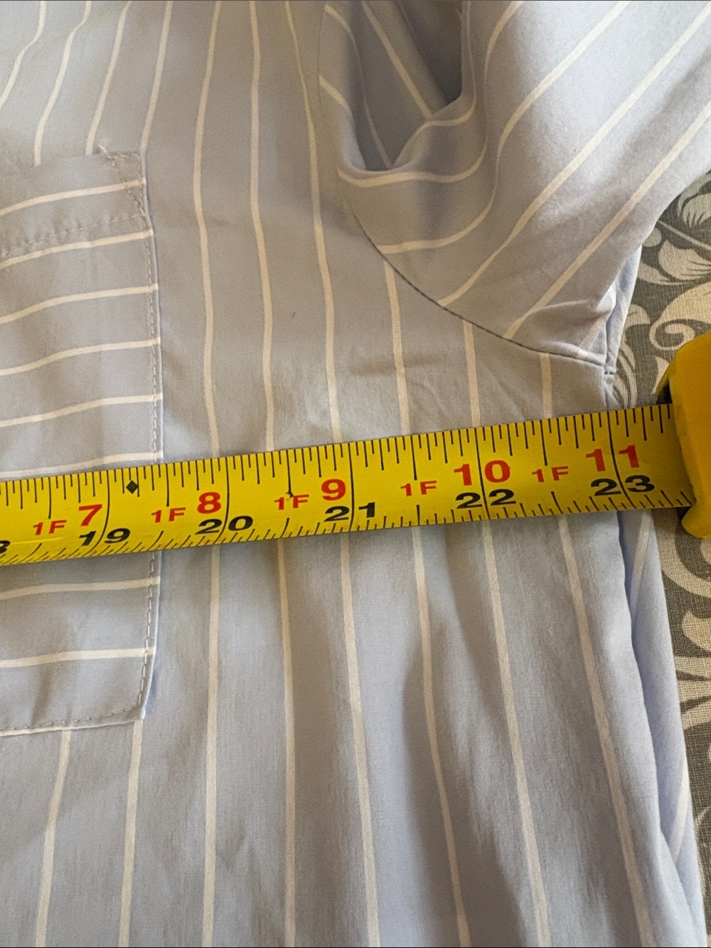 Relaxed Light Blue Striped Button-Front Blouse. Cotton.  ITALY - Picture 6 of 6